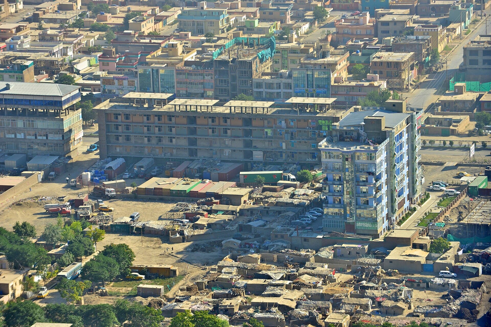 Aerial view of central Kabul, Afghanistan